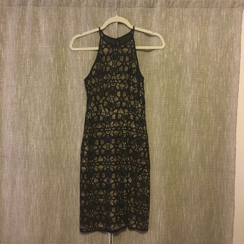 Bisou Bisou Black & Tan Bodycon Cocktail Dress